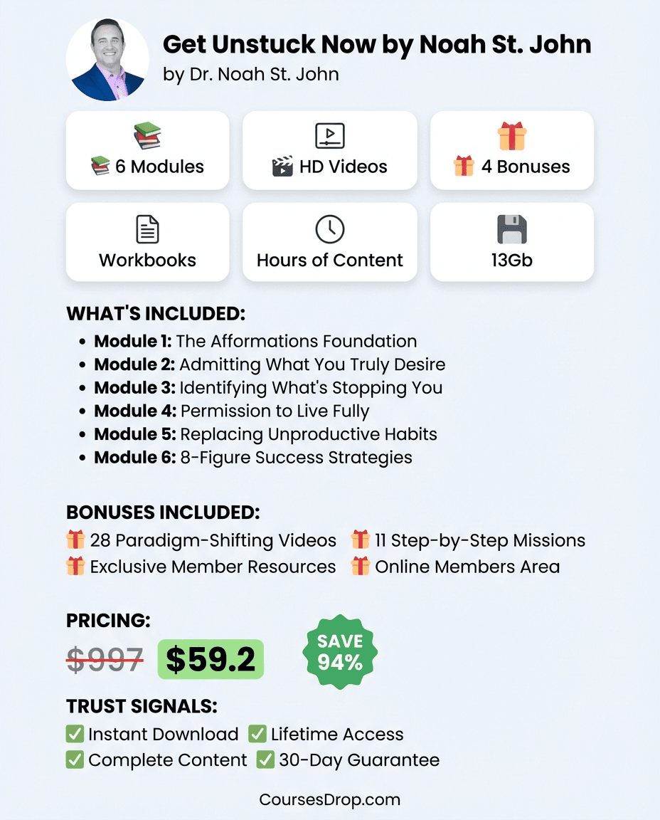 Get Unstuck Now by Noah St. John infographic